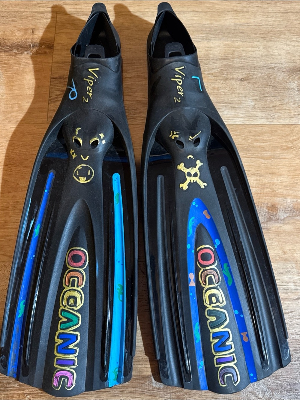 Viper Viper Swim/Dive Fins Flippers Pair Black w/ Accents USA 4.5 - 5.5 EU 36-38